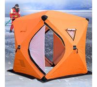 Tente De Pêche Sur Glace D'hiver Escamotable Pour 3-8 Personnes, Abri De Pêche Sur Glace Avec Trou De Cheminée, Grande Cabane De Glace Thermique 4 Côtés, Portable Isolée, Avec Sac De Transport