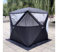 Tente De Pêche Sur Glace D'hiver Escamotable Pour 3-8 Personnes, Abri De Pêche Sur Glace Avec Trou De Cheminée, Grande Cabane De Glace Thermique 4 Côtés, Portable Isolée, Avec Sac De Transport