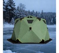 Tente De Pêche sur Glace Épaisse Et Isolée ; Design Hexagonal Spacieux pour 6 À 8 Personnes ; Tente De Pêche sur Glace Entièrement Fermée avec Cheminée. Green