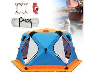 Tente De Pêche sur Glace Isolée,Abri De Glace Hexagonal for 6 À 8 Personnes | Grande Cabane De Glace Avec Ouverture De Cheminée, Coupe-vent/résistant À La Neige, Pliable For Le Rangement, For Le Camping