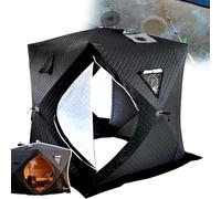 Tente De Pêche Sur Glace Isolée, Abri Thermique D'hiver, Montage Instantané, Avec Sac De Transport Et Ouverture De Ventilation, Facile À Monter,180×180×210,Black