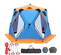 Tente de pêche sur glace isolée avec cric de poêle, fenêtres panoramiques et tapis de sol pour abri extérieur toutes saisons