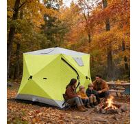 Tente de pêche sur glace isolée avec cric de poêle, sol et tapis optionnels, grand espace pour une utilisation en extérieur en hiver