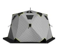 Tente de pêche sur glace isolée avec cric et plancher, abri coupe-vent hexagonal pop-up pour 6 à 7 personnes, pêche à l'igloo en plein air