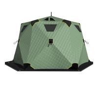 Tente de pêche sur glace isolée avec cric et plancher, abri coupe-vent hexagonal pop-up pour 6 à 7 personnes, pêche à l'igloo en plein air