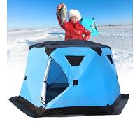 Tente de pêche sur glace isolée avec cric et plancher, abri d'hiver portable pour le camping par temps froid, installation facile