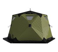 Tente de pêche sur glace isolée avec cric et plancher - Abri hexagonal coupe-vent pour 6 à 7 personnes, pêche à l'igloo en plein air