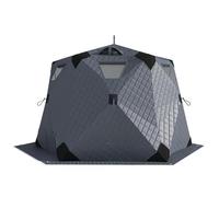 Tente de pêche sur glace isolée avec cric et plancher - Abri hexagonal coupe-vent pour 6 à 7 personnes, pêche à l'igloo en plein air