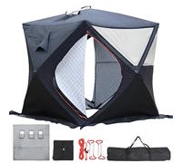 Tente de pêche sur glace isolée avec design sauna à double couche, cric de cheminée haute température et plusieurs fenêtres pour camping et abri d'hiver