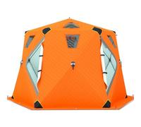 Tente De Pêche sur Glace Isolée avec Sol, Abri De Pêche sur Glace Portable pour 6-8 Personnes, Grande Maison Escamotable avec 6 Fenêtres De Ventilation Amovibles pour La Pêche d'hiver