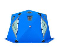 Tente De Pêche sur Glace Isolée avec Sol, Abri De Pêche sur Glace Portable pour 6-8 Personnes, Grande Maison Escamotable avec 6 Fenêtres De Ventilation Amovibles pour La Pêche d'hiver