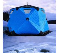 Tente De Pêche Sur Glace Isolée Et Pliable, 6 à 10 Personnes, Idéale Pour La Pêche Hivernale. De Conception Modulaire, Fabriquée En Tissu 4 Couches 420d, Elle Offre Une Grande Surface De Pêche Blue