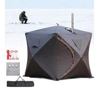 Tente de pêche sur glace, isolée portable pour 3 à 4 personnes, étanche avec poêle et cheminée, idéale pour le camping d'hiver ou la pêche sur glace, utilisation en extérieur