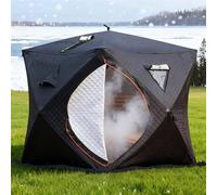 Tente De Pêche sur Glace Isolée pour 3-4 Personnes,Vue Panoramique À 180°,Montage Rapide en 60 Secondes,Résistante Au Vent Et l'eau,Adaptée À Une Utilisation en Extérieur en Toutes Black