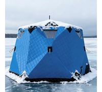 Tente de pêche sur glace pop-up pour 6 à 8 personnes, abri portable isolé avec tissu Oxford 210D, igloo coupe-vent pour l'hiver avec ancrages et sac de transport