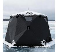 Tente de pêche sur glace pop-up pour 6 à 8 personnes, abri portable isolé avec tissu Oxford 210D, igloo coupe-vent pour l'hiver avec ancrages et sac de transport