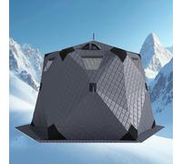 Tente De Pêche sur Glace Portable,Abri De Pêche sur Glace Isotherme Et Escamotable,Abri Thermique Portable,avec Support De Poêle,7 Fenêtres,Ancres à Glace,Toutes Saisons,Isolée D