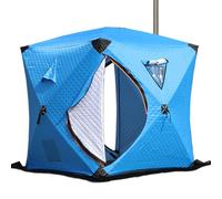 Tente de pêche sur glace portable, abri isolé avec cric de poêle et sac de transport pour la pêche par temps froid extrême