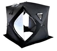 Tente de pêche sur glace pour 3 à 4 personnes - Abri de camping thermique isolé avec coton chaud épais - Construction à 3 couches pour une utilisation en extérieur en hiver