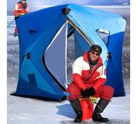 Tente de pêche sur glace pour 3 à 4 personnes - Abri de camping thermique isolé avec coton chaud épais - Construction à 3 couches pour une utilisation en extérieur en hiver