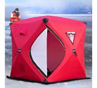 Tente de pêche sur glace pour 3 à 4 personnes - Abri de camping thermique isolé avec coton chaud épais - Construction à 3 couches pour une utilisation en extérieur en hiver