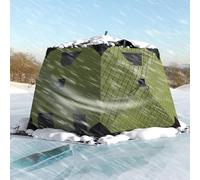 Tente de pêche sur glace pour 3 à 5 personnes, abri pop-up hexagonal, coupe-vent et chaud jusqu'à -30 °C, tapis et sac de rangement, portable pour la pêche à distance