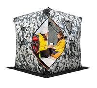 Tente de pêche, tente de pêche sur glace, abri de pêche sur glace, abri thermique portable, tente isolée Oxford avec sac à main pour 1 ou 2 personnes, montage rapide (camouflage)