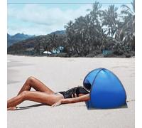 Tente de plage avec appui-tête SPF 50+, mini abri solaire personnel, tente de plage pop-up, pare-soleil pliable, protection contre les ombres (avec rideau en vinyle bleu saphir)