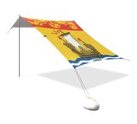 Tente de plage avec drapeau du Nouveau-Brunswick UPF50+ - Grand abri solaire résistant à l'eau avec poteaux robustes, sacs de sable et pelle pour jardin et camping