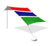 Tente de plage avec drapeau national de la Gambie UPF50 imperméable avec poteaux robustes, sacs de sable et pelle pour jardin, prairie, parc