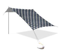 Tente de plage avec échiquier bleu foncé, protection UPF50+, abri solaire léger avec sacs de sable, pelle à sable, poteaux pour voyages en famille, pique-niques et camping