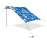 Tente de plage chic en jacinthe bleue à fleurs Hypericum Lavande UPF50+ imperméable Grand pare-soleil avec pelle à sable, sacs de sable, poteaux de stabilité pour les voyages en famille, les