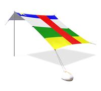 Tente de plage pliable avec drapeau national de la République centrafricaine UPF50, imperméable, grand abri solaire portable, comprend une pelle à sable, des sacs de sable, des poteaux de stabilité