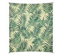 Tente de plage pliable avec poteaux robustes, sacs de sable et pelle pour les voyages en famille, les pique-niques et le camping Motif feuilles vertes tropicales Beige