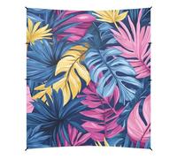 Tente de plage pliable UPF50 avec feuilles de palmier de style tropical, facile à installer, comprend une pelle à sable, des sacs de sable, des poteaux de stabilité pour le jardin et le camping