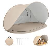 Tente de plage pop-up avec protection UV 40+, 200 x 120 x 100 cm, tente de plage pop-up avec 6 crochets, tente de plage pour 3 à 4 personnes, protection contre le vent, protection solaire, plage