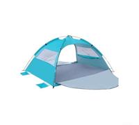 Tente de plage portable pliable avec fenêtre en maille et sacs de sable, fibre de verre de polyester pour camping, pique-nique, pêche, bleu (taille L 4-6)