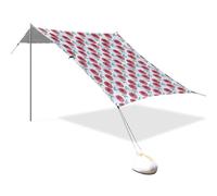 Tente de plage portable pour camping, abri solaire UPF 50+ protection UV - Motif feuilles de framboise rouge