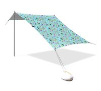 Tente de plage portable pour camping, abris solaires UPF 50+ protection UV, motif flamant rose bêtes géantes