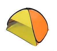 Tente de plage portable pour protéger du soleil et du vent, idéale pour la détente en plein air et l'ombre des animaux domestiques (tissu argenté orange et jaune)