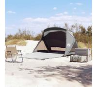Tente de plage pour 2 personnes, grise, imperméable, avec revêtement en polyuréthane, 150 x 162 x 158 cm, tente de camping légère avec filet, sacs de sable et sardines, entrée ouverte pour plage et