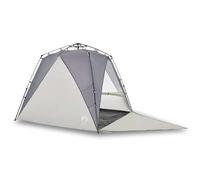 Tente de plage pour 4 personnes, gris, abri pop-up imperméable, en polyester 190T avec revêtement PU, avec sacs de sable, design pliable portable pour la plage, le camping, les activités familiales en