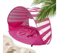 Tente de plage pour avec mini piscine - Tente pare- pliable avec protection UV, piscine 2 en 1 avec et éclaboussures, ancrages de sable, facile à ouvrir, portable pour les vacances
