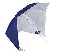 Tente de Plage SPRINGOS abri de Plage avec parois latérales Hauteur Max 220 cm Poches intérieures piquets au Sol (Bleu foncé-Gris)