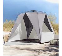 vidaXL Tente de plage 4 personnes – Imperméable – Système à libération rapide – Gris