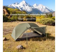 Tente de randonnée Naturehike Mongar PRO en nylon 20D, ultralégère, imperméable, pour camping en plein air, tente professionnelle légère pour 1 à 3 personnes, tente de randonnée 3 saisons 1 Person-Gre