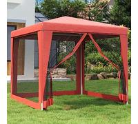 Tente de Réception, 2.5x2.5 m avec 4 Parois Filet, Structure en Fer Résistante, Toit Imperméable HDPE, Tente de Camping et Événements Extérieur, pour Jardin, Fêtes, Mariages, Rouge, 250x250x245 cm
