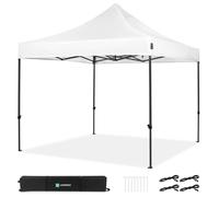 VONROC Tente Easy-Up - 3x3 m - Pliante - Design Modulaire : Auvent, Tonelle, Chapiteau, Marchés Saisons - Pliable - Imperméable - Cadre en Acier - Protection UV 50+ - Blanc - Sac de Rangement Inclus