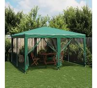 Tente de réception, 4 x 4 m, en polyéthylène haute densité, imperméable, résistante aux UV, avec 8 panneaux latéraux en maille, moustiquaire pour jardin, terrasse, événements, vert