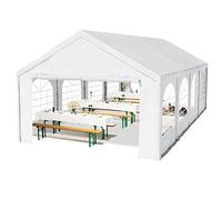 Tente de réception 4x8 m, Toile de Haute qualité PE 450 N Blanc Construction en Acier galvanisé avec raccordement par vissage